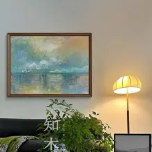 フランス風手描き油絵 中古茶室の装飾画【新中式・書斎やリビングに最適】