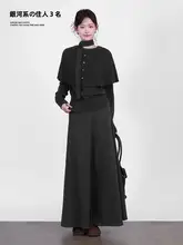 高腰フレアニットスカート【グレー・Aライン・ミディ丈・体型カバー】