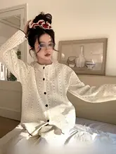 秋冬用 丸首フリルデザイン花柄パジャマ【極上の柔らかさ・ゆったりシルエット・ホームウェア】（セットアップ対応）