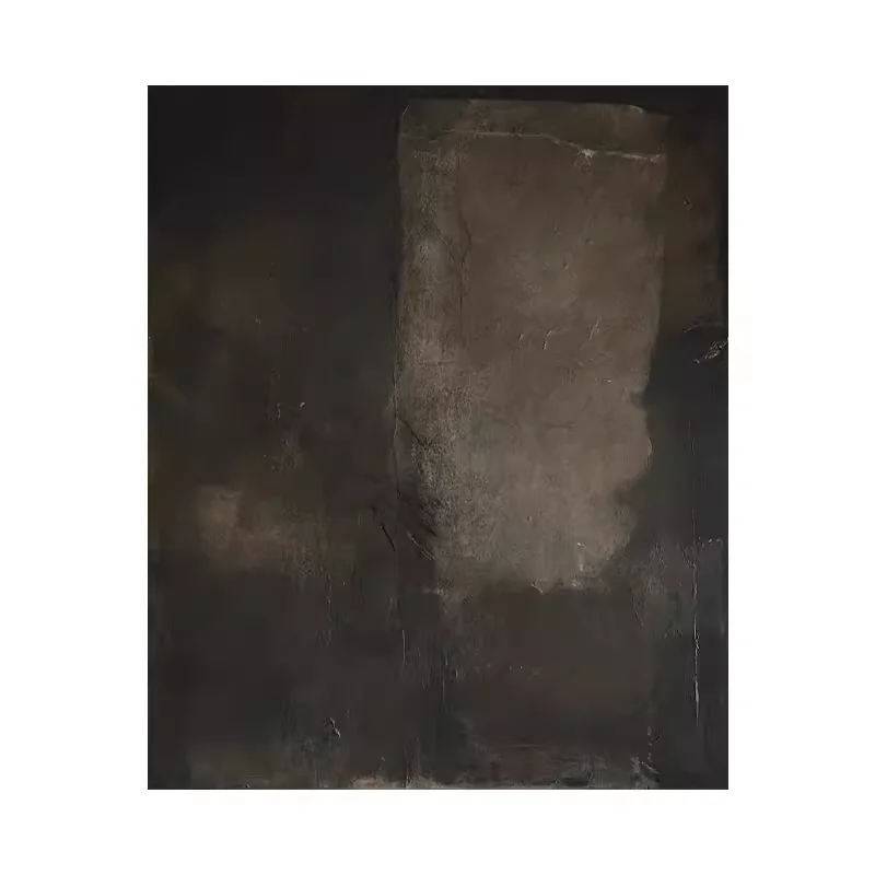 手描き油絵のリビング装飾画：侘寂風抽象テクスチャが空間を豊かに