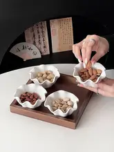 中華風レトロ家庭用干し果物トレーセット【菓子・スナック・分割デザイン・セラミックボウル付き】