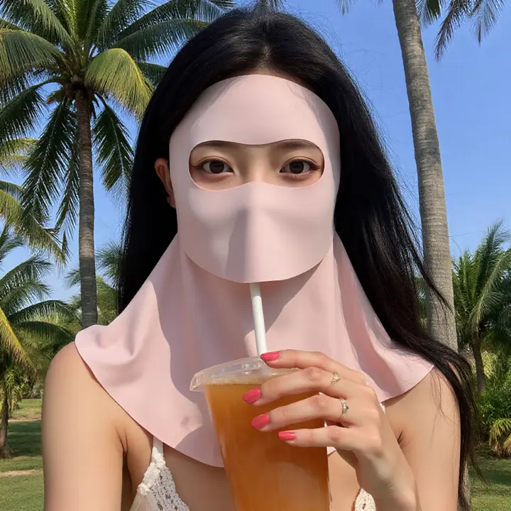 水分補給可能！全顔を覆うUVカットフェイスマスク【夏用・高いデザイン性】
