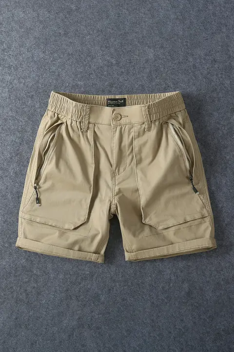 コットン製 メンズカーゴショートパンツ【夏用・ストレート・伸縮性・多ポケット・フィット】（セットアップ対応）