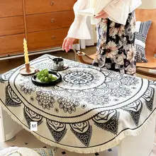 ビンテージ風テーブルクロス【コットンリネン・午後のティータイム・テーブルマット・多用途】