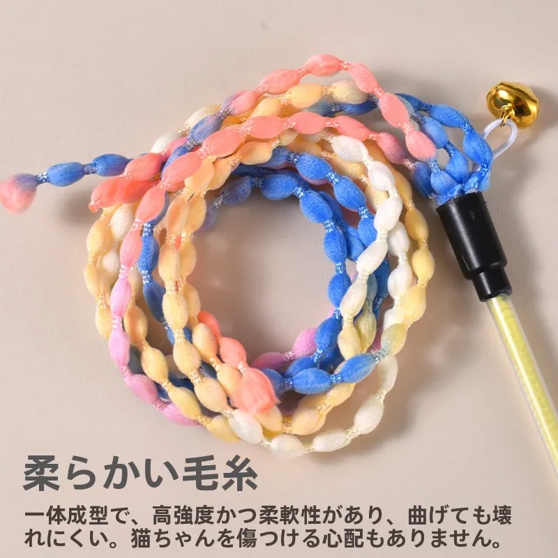 猫のおもちゃ【麦穗デザイン・鈴付き・ストレートロッド・遊び心満載】：鈴音と発光機能が解闷に効果的な遊びグッズ