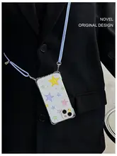 透け感のある星デザインのiPhoneケース【iPhone対応・ストラップ付き・ショルダータイプ】