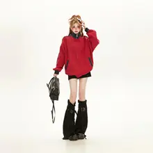 アメリカンビンテージ風 ジャージ素材のジップアップ立襟ジャケット【ゆったりシルエット・女性用・カジュアル】
