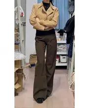 デニムパンツ 女性 レトロ 低ウエスト ロング スリム