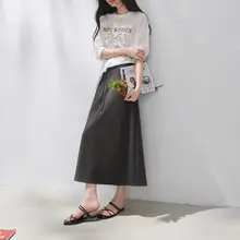 した雰囲気のウエストゴムロングスカート【ストレートデザイン・ゆったりフィット】（セットアップ対応）
