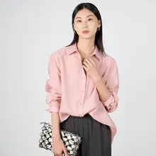 天絲素材 レディース長袖シャツ【UVカット・ホワイト・ゆったりフィット】