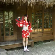桜模様の短丈和服【レトロ・学生向け・改良京都浴衣】（セットアップ対応）