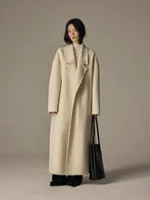 秋冬用高級感あふれる驼毛ウールコート【ダブルフェイス・中長丈・ゆったりシルエット】