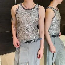 夏用 ラメコンビ フィット感のある クルーネックタンクトップ【男女兼用・パフォーマンス用】
