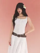 白色提花デザインのキャミソール【夏用・リボン付き・スリムシルエット】