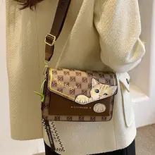 おしゃれな印刷猫デザインのショルダーバッグ【女性用・小型・斜め掛け可】