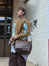 トートバッグ ピローバッグ ユニセックス レザー ショルダー クロスボディ アンダーアーム シンプル ストリート インスタ映え おしゃれ 「YUEN」
