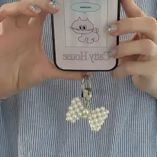 立体ビーズリボンデザインスマホ用ストラップ【エアポッズ対応・おしゃれ】
