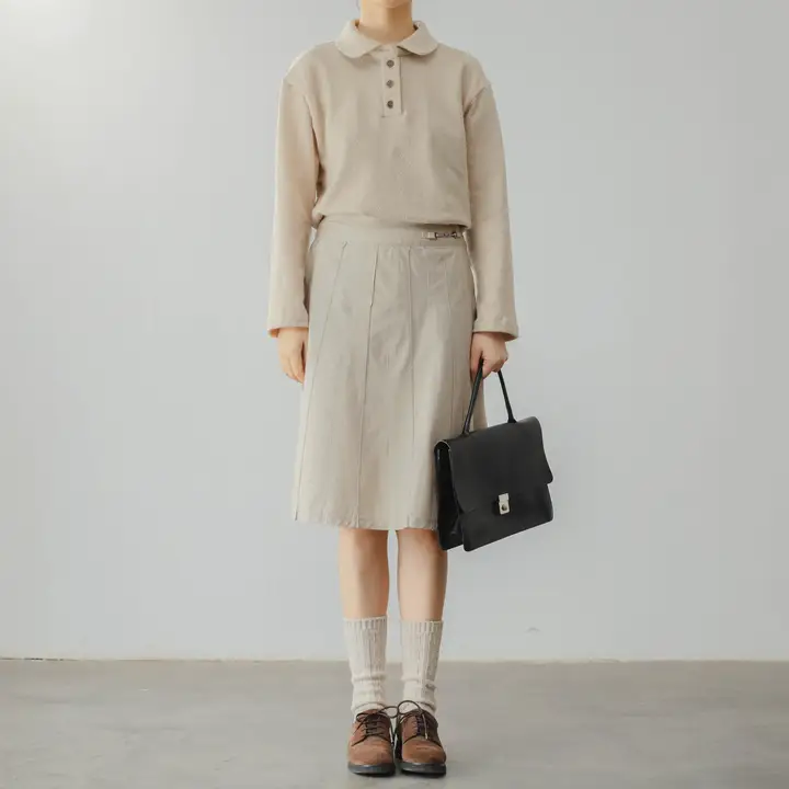 ニットトップス レディース ピーターパンカラー フレンチ風 ヴィンテージ ガーリー ベーシック 着回し「COUDRE」