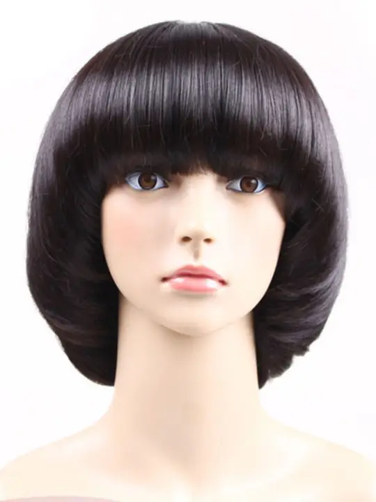 ショートボブヘアウィッグ【女性用・モダンデザイン・マッシュルームカット】