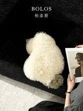 可愛い灰色の羊毛製猫型クッション【ソファ用・抱き枕】