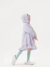 女の子用 夏用 紫色フリルデザインのUVカットカーディガン【ゆったりシルエット】