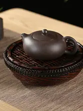 竹編の茶器用水差しと受け皿【中華風・丸型・お手入れ簡単】