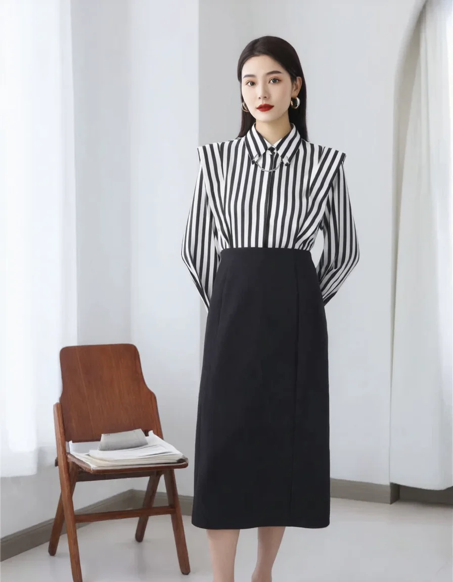 春コーデの基本を徹底解説！黒の羊羔絨パンツとウールカシミヤニットの組み合わせ