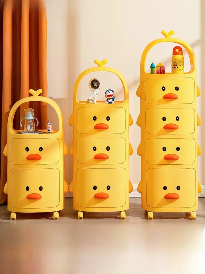 アヒル おもちゃ 収納キャビネット 多層 移動式 収納棚 引き出し式 子供 ストレージボックス