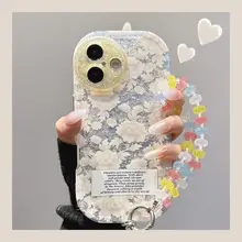 スマホケース レディース シリコン 耐衝撃 小花柄 フレンチ風 上品 リストストラップ付き インスタ映え iPhone対応