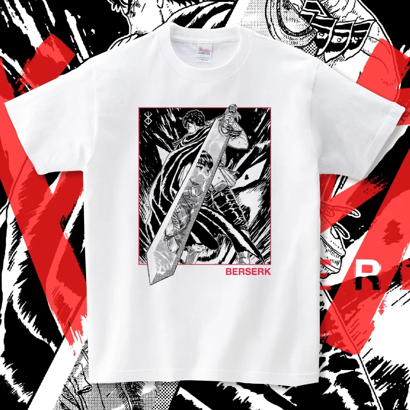 日系アニメTシャツ：三浦建太郎『劍風伝説』グラフィックデザインのカジュアルスタイル