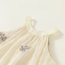 夏用 子供用ノースリーブ刺繍サロペットドレス【公 princess スタイル・エレガント】（セットアップ対応）