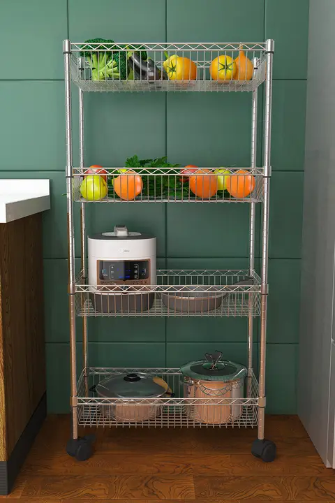 キッチン用野菜収納ラック【移動式・多段・家庭用・フルーツやお菓子の収納に最適】