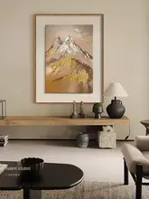 金箔仕上げの手描きオイルペインティング 新中式玄関装飾画【軽奢スタイル・リビング用】