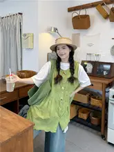 背心ワンピースとTシャツ、デニムパンツ（セットアップ対応）
