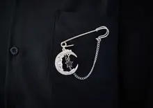 オリジナルハンドメイド月のブローチ【合金製・ダークアンダーグラウンド】