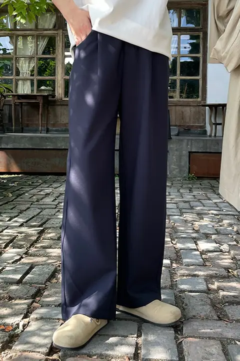 スラックス メンズ ワイドパンツ ドレープ感 タック ストレート ヒップカバー 着痩せ 通勤 オフィスカジュアル 着回し 夏
