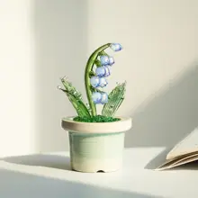 美しい琉璃製のシミュレーションリリー鉢植え【デスク装飾・癒しアイテム】
