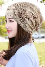 春秋用 レディース パフハット【通気性・薄手・花柄・レース付き・白髪隠し】