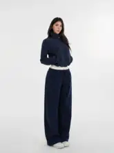 カラフルな裏起毛パンツ【低腰・ストレートタイプ・抽绳付き】
