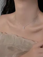 気品あるジルコン滴型ネックレス【925純銀・ロングネックライン用・シンプルデザイン】