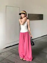 フィット ピンクのストレートカジュアルパンツ【軽やかさ・ロング丈】（セットアップ対応）