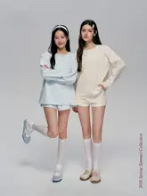 Tシャツ ショートパンツ 2点セット レディース オーガニックコットン ワッフル生地 ハーフボタン ゆったり きれいめ「Liilou」