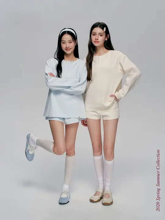 Tシャツ ショートパンツ 2点セット レディース オーガニックコットン ワッフル生地 ハーフボタン ゆったり きれいめ「Liilou」