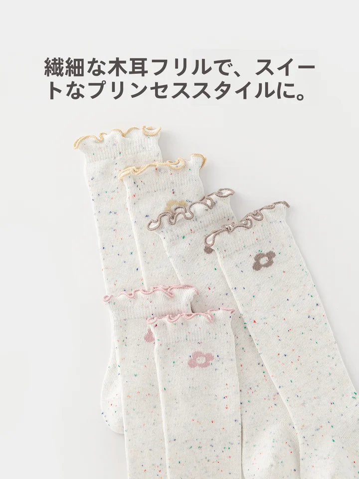 かわいいクマ柄の春秋用女の子向けロングソックス【赤ちゃん・快適な伸縮性・保温・足首を締め付けない】