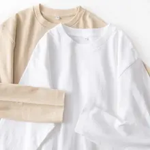 長袖Tシャツ ユニセックス コットン100% ホワイト ゆったり 着心地快適 カジュアル 着回し 春 秋