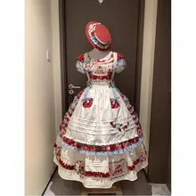 草莓田園風ロリータワンピースエプロン【可愛いデザイン・優雅な日常着】（セットアップ対応）