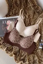 ヒョウ柄セクシーなノンワイヤーブラジャー【快適で柔らかいサポート・小胸用・シンプルデザイン】