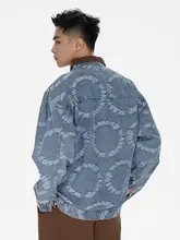 デニムジャケット メンズ ペア ジャカードロゴ ヴィンテージ 薄手 カジュアル ストリート 春秋「WASSUP」