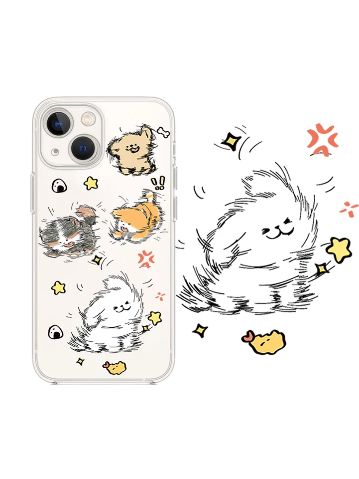 スマホケース シリコン ソフトケース かわいい 犬のイラスト iPhone Android対応