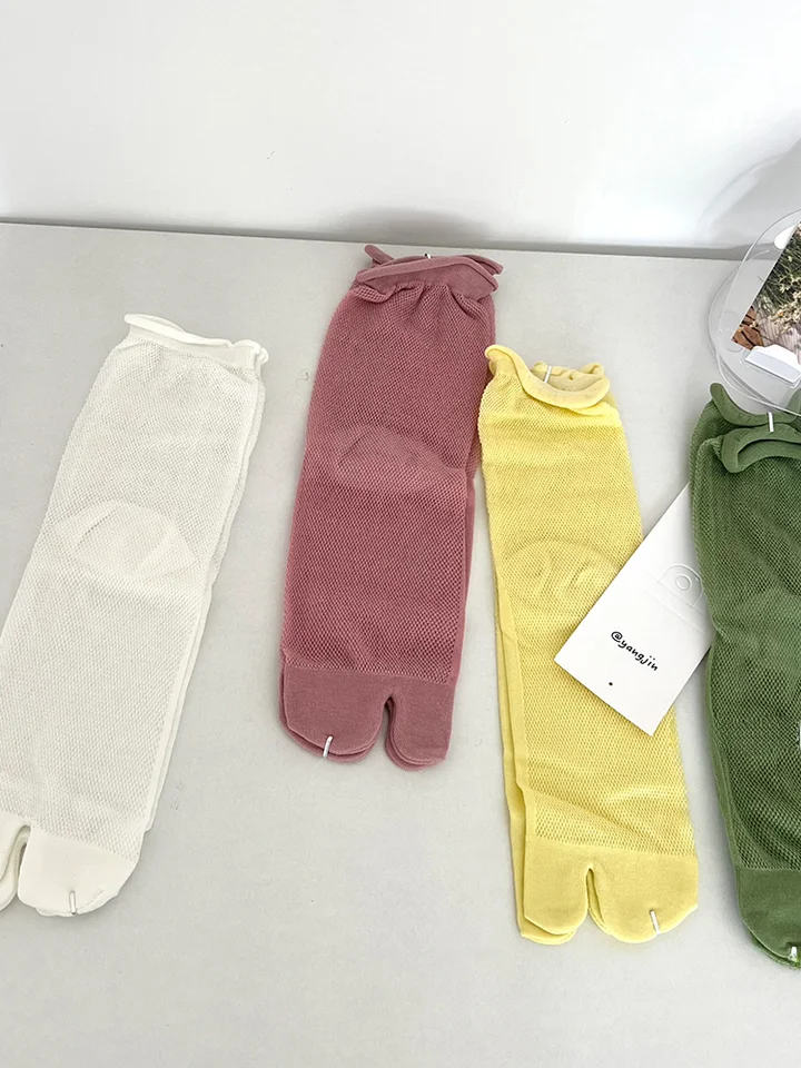 春夏用 軽量メッシュ素材のタビソックス【コットン・二趾・中筒・無地】